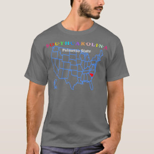 South olina USA Palmetto State With Map T-Shirt