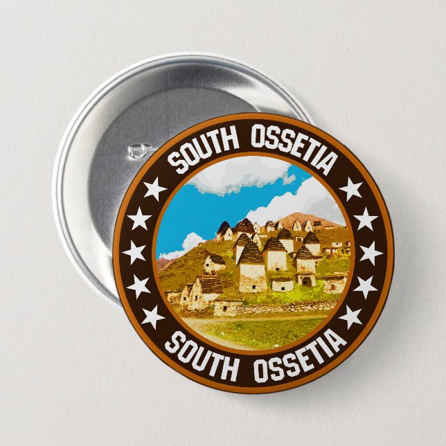 South Ossetia                                      7.5 Cm Round Badge (Front & Back)
