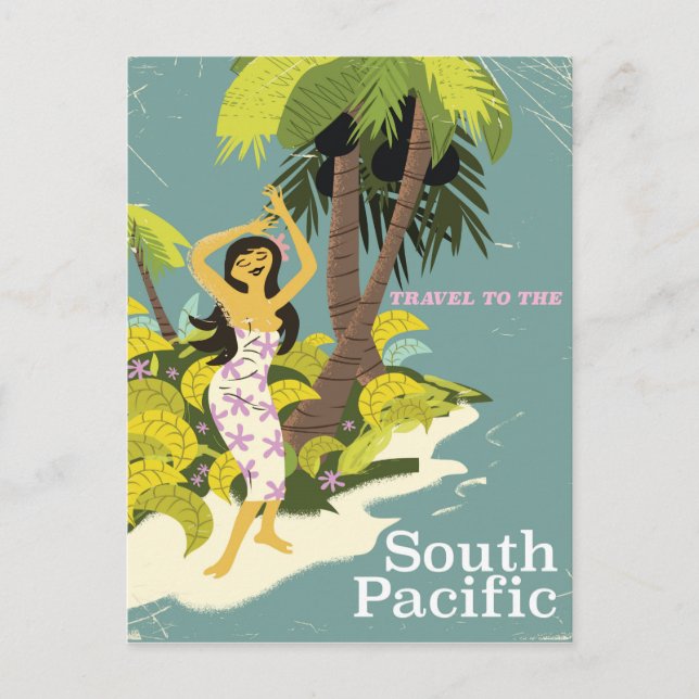 South Pacific vintage travel poster Postcard (Front)