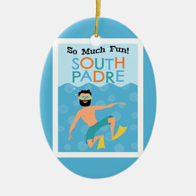 South Padre Island Fun Hipster Travel Ceramic Tree Decoration (Front)