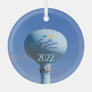 South Padre Island Water Tower Glass Tree Decoration
