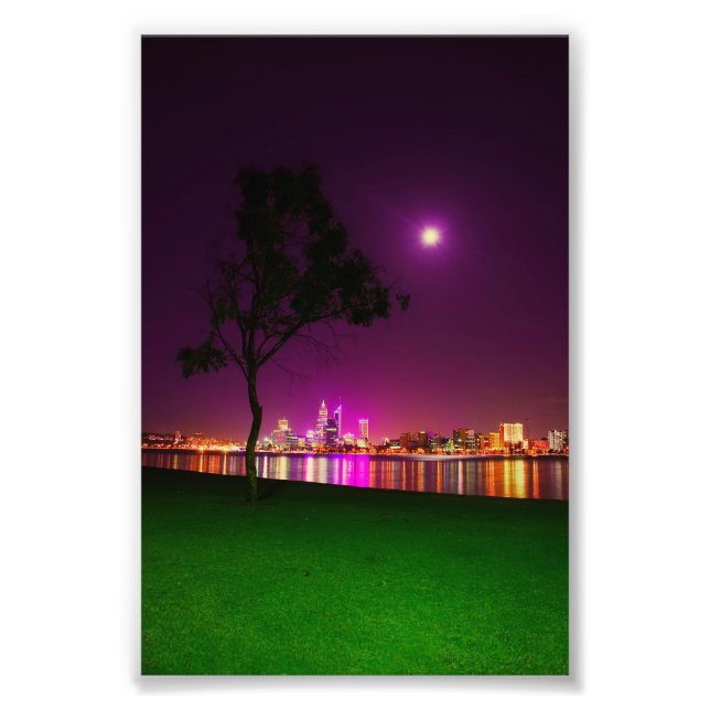 South Perth Foreshore Perth City Lights Skyline Photo Print (Front)