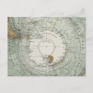 South Polar Region Map Postcard