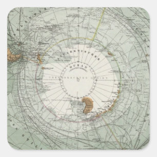 South Polar Region Map Square Sticker