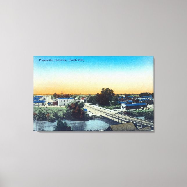 South Side Aerial View of TownPorterville, CA Canvas Print (Front)