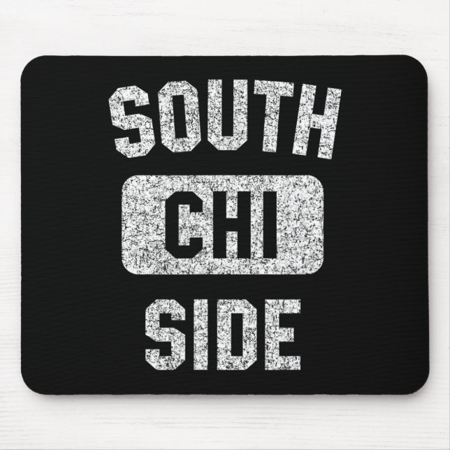 South Side Chi Gym Style Distressed White Print  Mouse Mat (Front)
