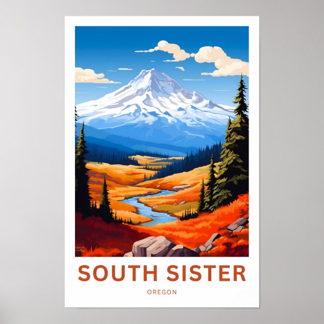South Sister Oregon Travel Print (Front)