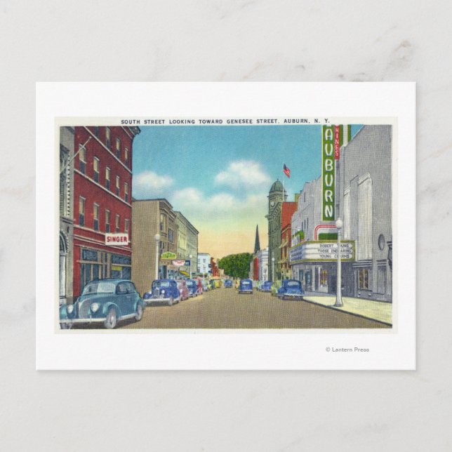South Street View of Genesee Street Postcard (Front)