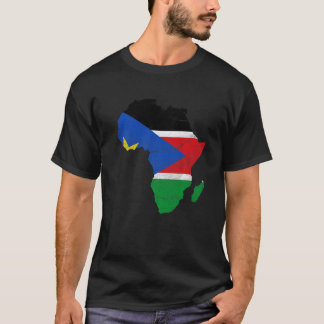South Sudan Flag Africa Continent Silhouette South T-Shirt