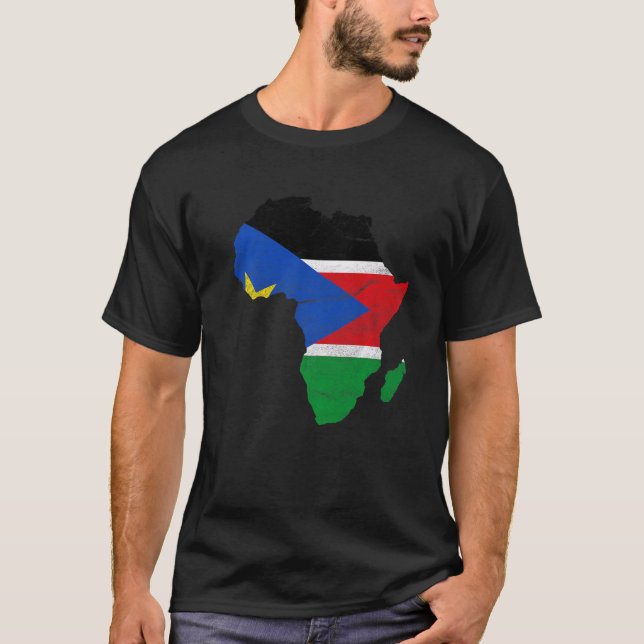 South Sudan Flag Africa Continent Silhouette South T-Shirt (Front)