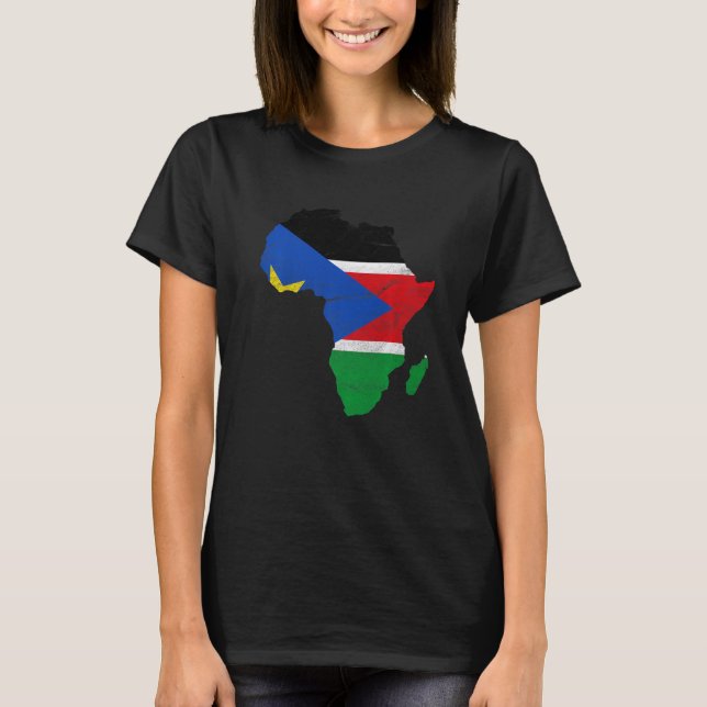 South Sudan Flag Africa Continent Silhouette South T-Shirt (Front)