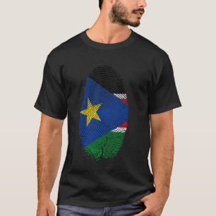 South Sudan Flag Fingerprint Gift for South Sudans T-Shirt