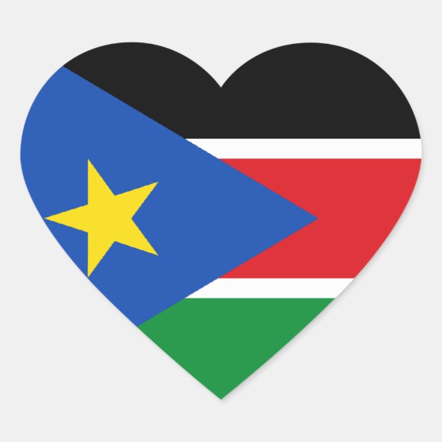 South Sudan Flag Heart Sticker (Front)