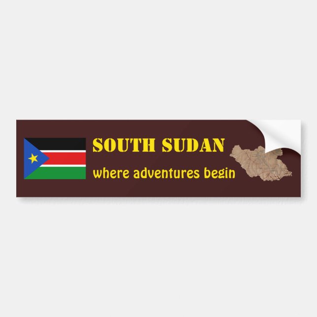 South Sudan Flag + Map Bumper Sticker (Front)