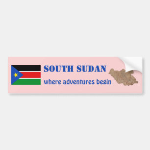 South Sudan Flag + Map Bumper Sticker