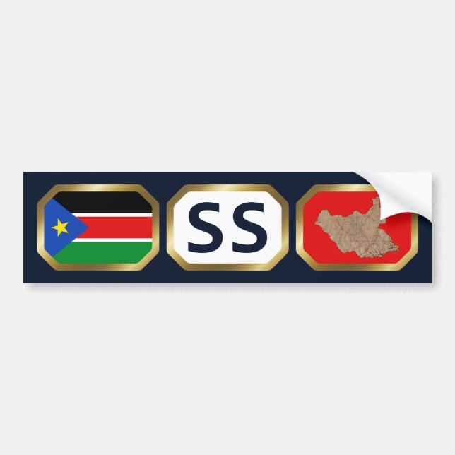 South Sudan Flag Map Code Bumper Sticker (Front)