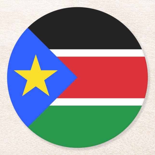 South Sudan Flag Round Paper Coaster (Front)