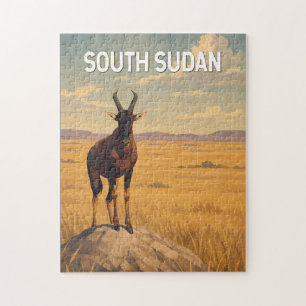 South Sudan Illustration Travel Art Vintage Jigsaw Puzzle