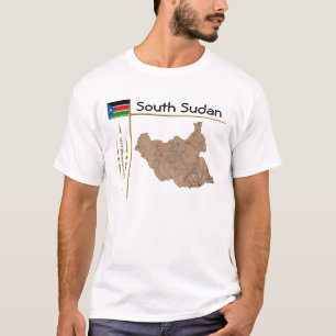 South Sudan Map + Flag + Title T-Shirt