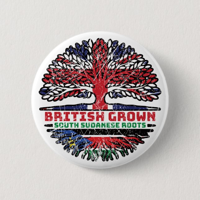South Sudan South Sudanese British UK Tree Roots 6 Cm Round Badge (Front)