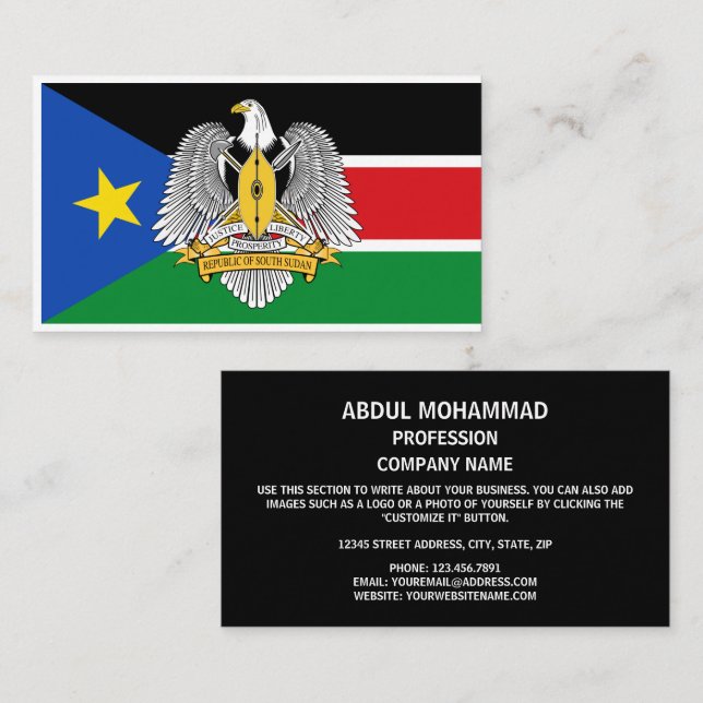 South Sudanese Flag & Coat of Arms, South Sudan Business Card (Front/Back)