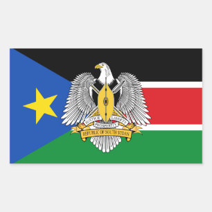 South Sudanese Flag & Coat of Arms, South Sudan Rectangular Sticker