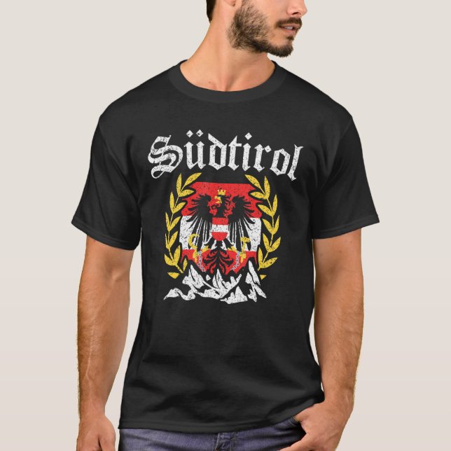 South Tyrol With Mountains And Coat Of Arms Eagle  T-Shirt (Front)