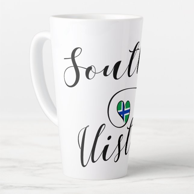South Uist Flag Heart, Outer Hebrides Latte Mug (Left Angle)