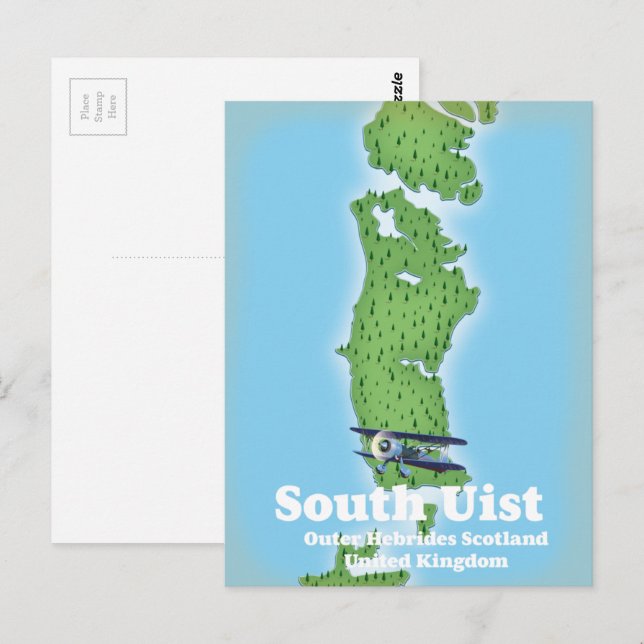 South Uist Outer Hebrides Scotland map Postcard (Front/Back)