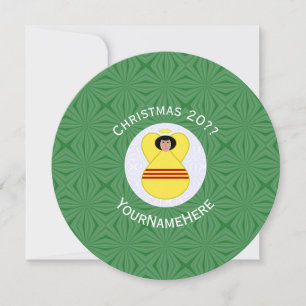South Vietnam Angel Christmas Personalise Round  Invitation