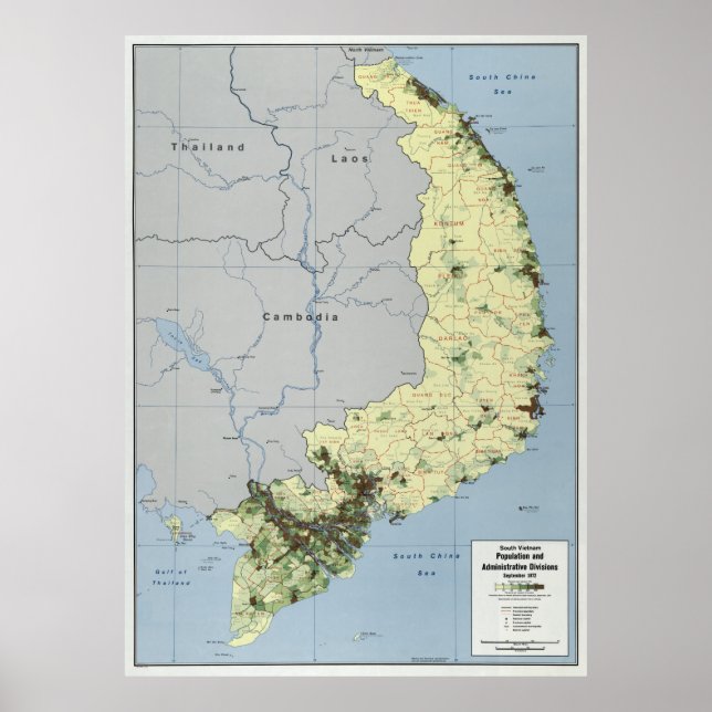 SOUTH VIETNAM CENTRAL INTELLIGENCE AGENCY MAP 1972 POSTER (Front)