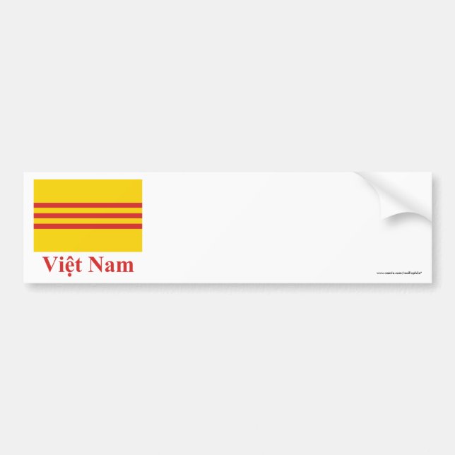 South Vietnam Flag with Name in Vietnamese Bumper Sticker (Front)