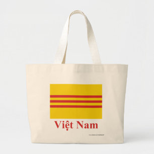 South Vietnam Flag with Name in Vietnamese Large Tote Bag