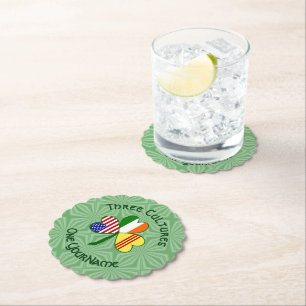 South Vietnam Ireland USA Shamrock Flag Personal Paper Coaster