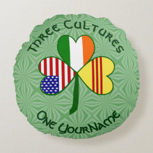 South Vietnam Ireland USA Shamrock Flag Personal Round Cushion