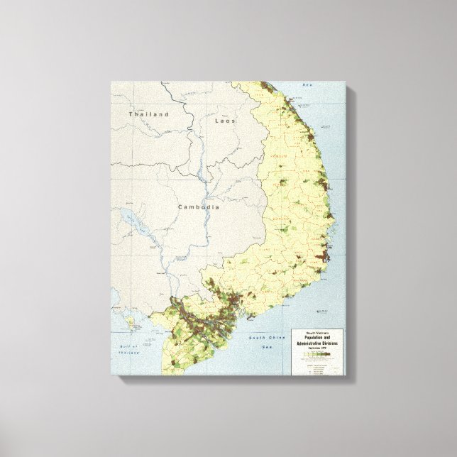 South Vietnam Map September 1972 Canvas Print (Front)