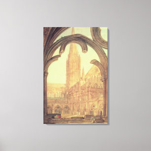 South View of Salisbury Cathedral from the Cloiste Canvas Print
