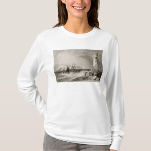 South Wall Lighthouse with Howth Hill T-Shirt