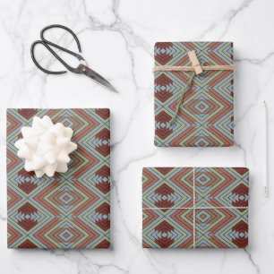 South West American Indian Style Patterned Art Wrapping Paper Sheet