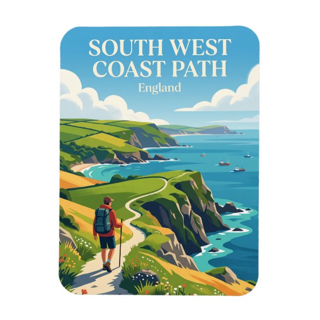 South West Coast Path, Cornwall section England Magnet (Vertical)