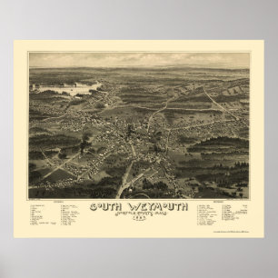 South Weymouth, MA Panoramic Map - 1885 Poster