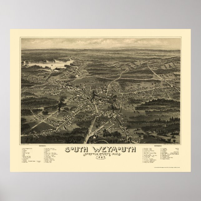 South Weymouth, MA Panoramic Map - 1885 Poster (Front)
