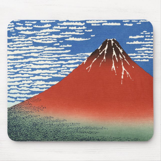 South Wind Clear Sky, Red Fuji, Katsushika Hokusai Mouse Mat (Front)