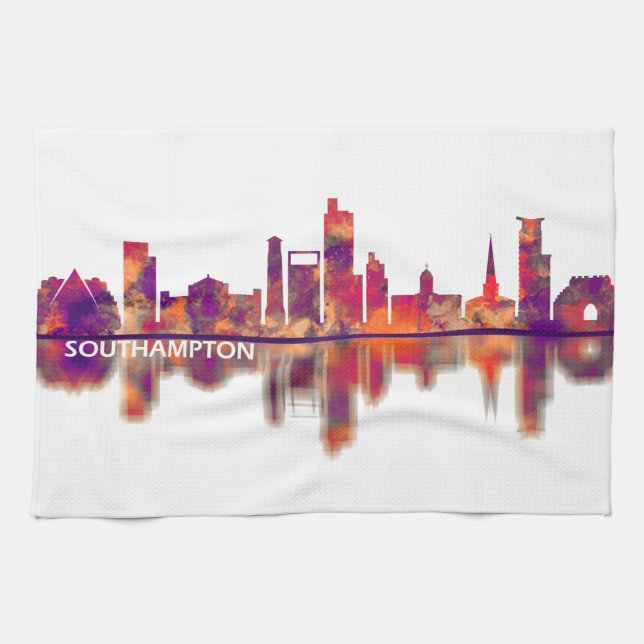 Southampton England Skyline Tea Towel (Horizontal)