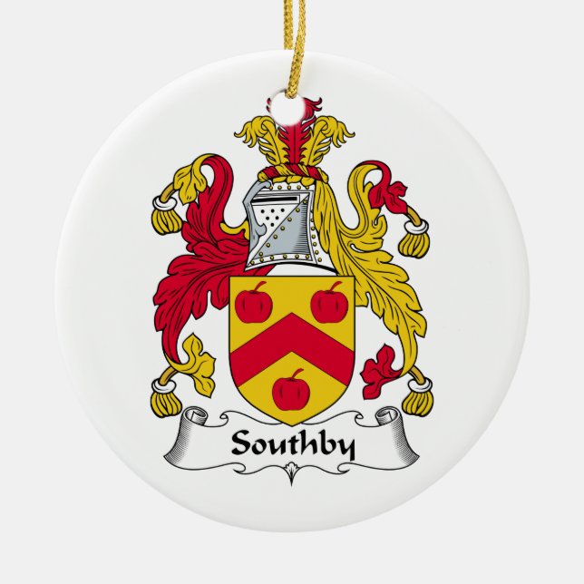 Southby Family Crest Ceramic Tree Decoration (Front)