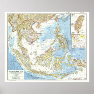 " Southeast Asia: 1955 Detailed MAP ... Poster