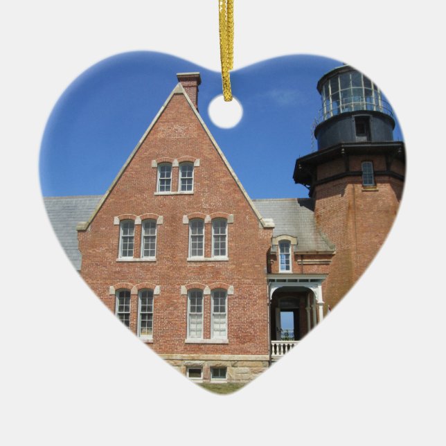 Southeast Lighthouse Building Block Island Ceramic Tree Decoration (Front)