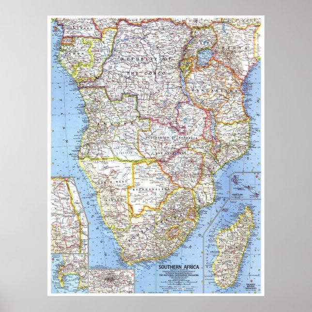" Southern Africa: 1962 Detailed map ... Poster (Front)