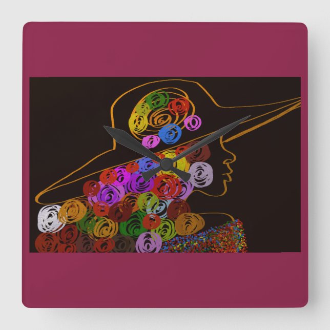 Southern Beauty Rose Square Wall Clock (Front)