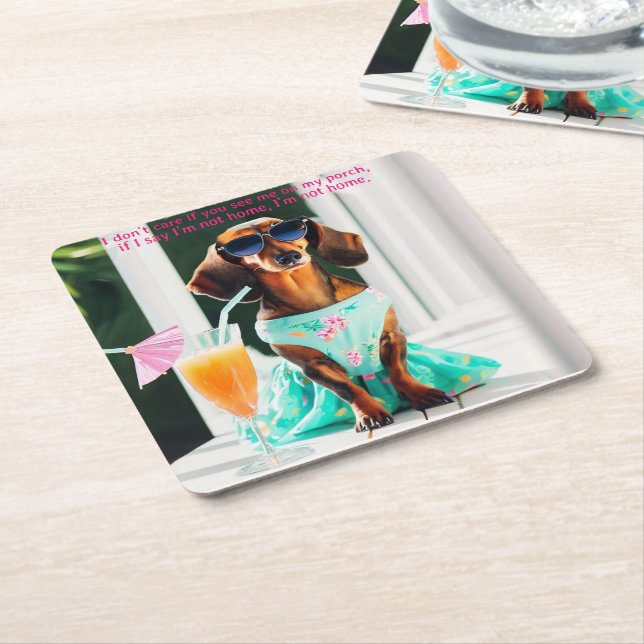 Southern Bell Dachshund Party Drink Coasters (Angled)